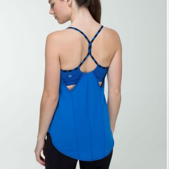 Lululemon Roll Out Tank  Baroque Blue / Mini Hyper Stripe Baroque Blue / Apex St - Picture 2 of 5